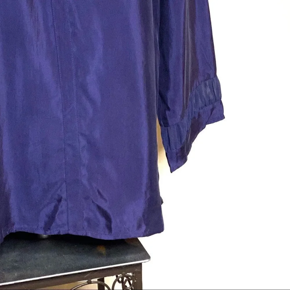 Daniel Rainn for stitch fix NWT navy blue kittie textured blouse size L